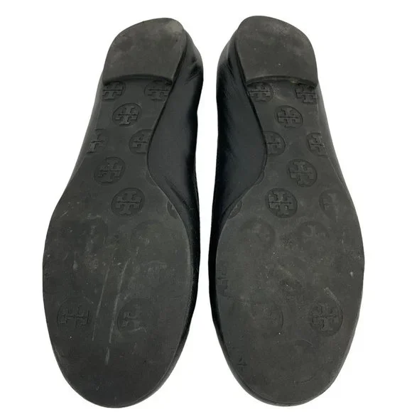 Tory Burch Shoes Womens Size 7.5 Black Minnie Travel Ballet Flat Napa Leather - Picture 16 of 16